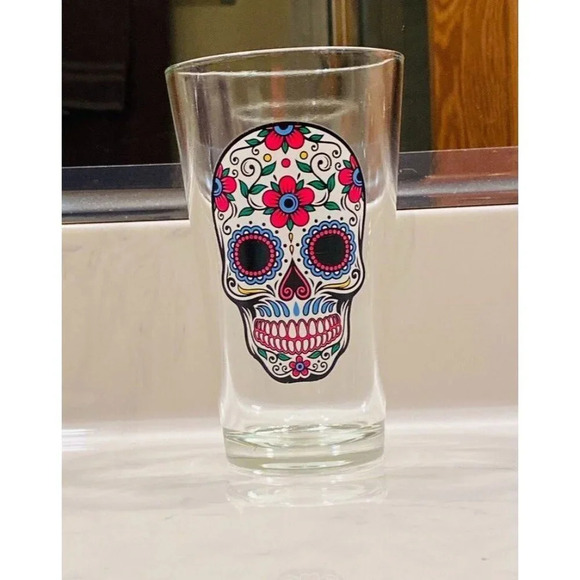 Halloween Pilsner Beer Glass - Day of the Dead 16 oz Glass - Picture 2 of 5